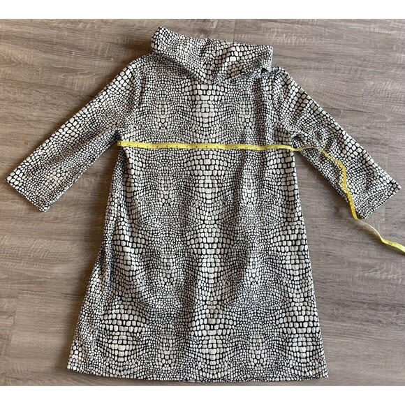 TYLER BOE Sz S Mosaic Print Pleated 3/4 Sleeve Pocket Cowl Neck Sweater Dress - Picture 4 of 8